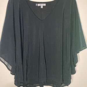 Jennifer Lopez cape sleeve black poncho style v-neck top in size XL